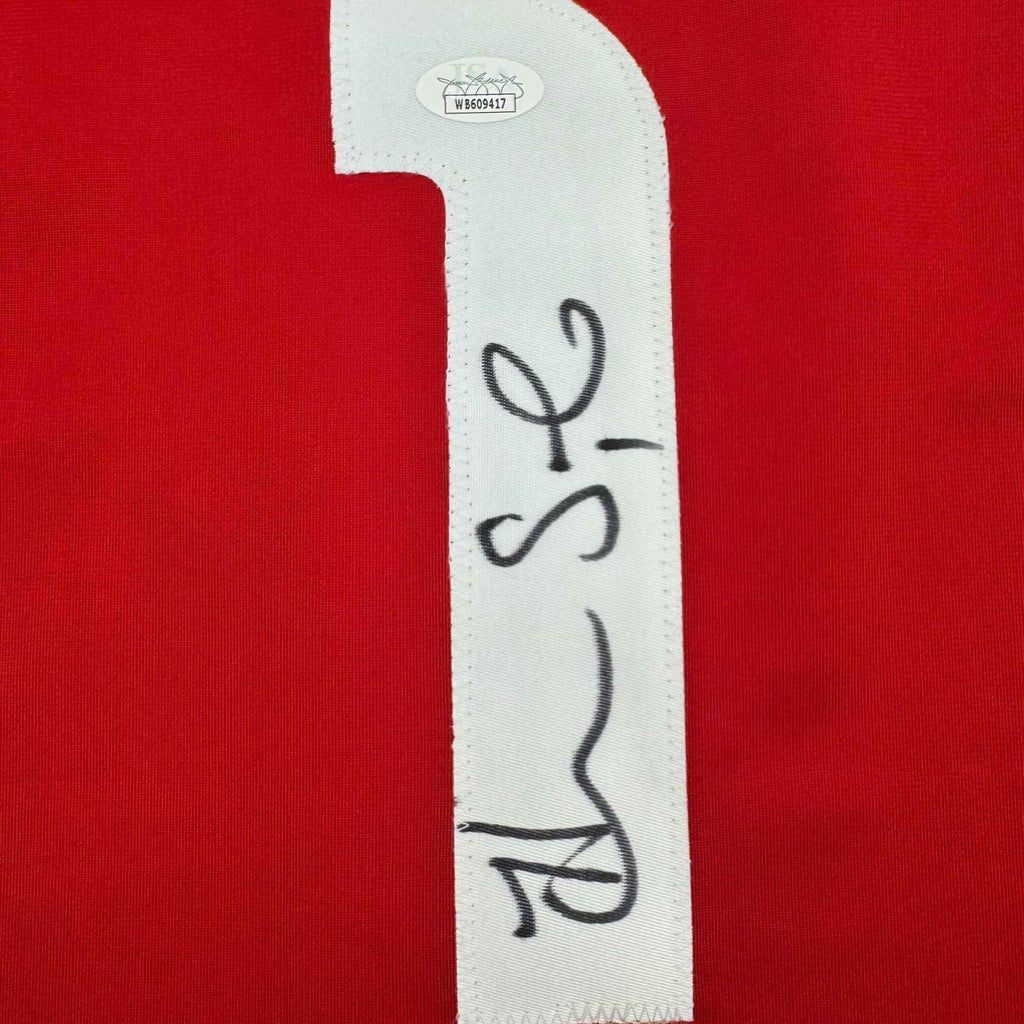 Autographed/Signed Hope Solo Red Soccer Team USA World Cup Jersey JSA COA
