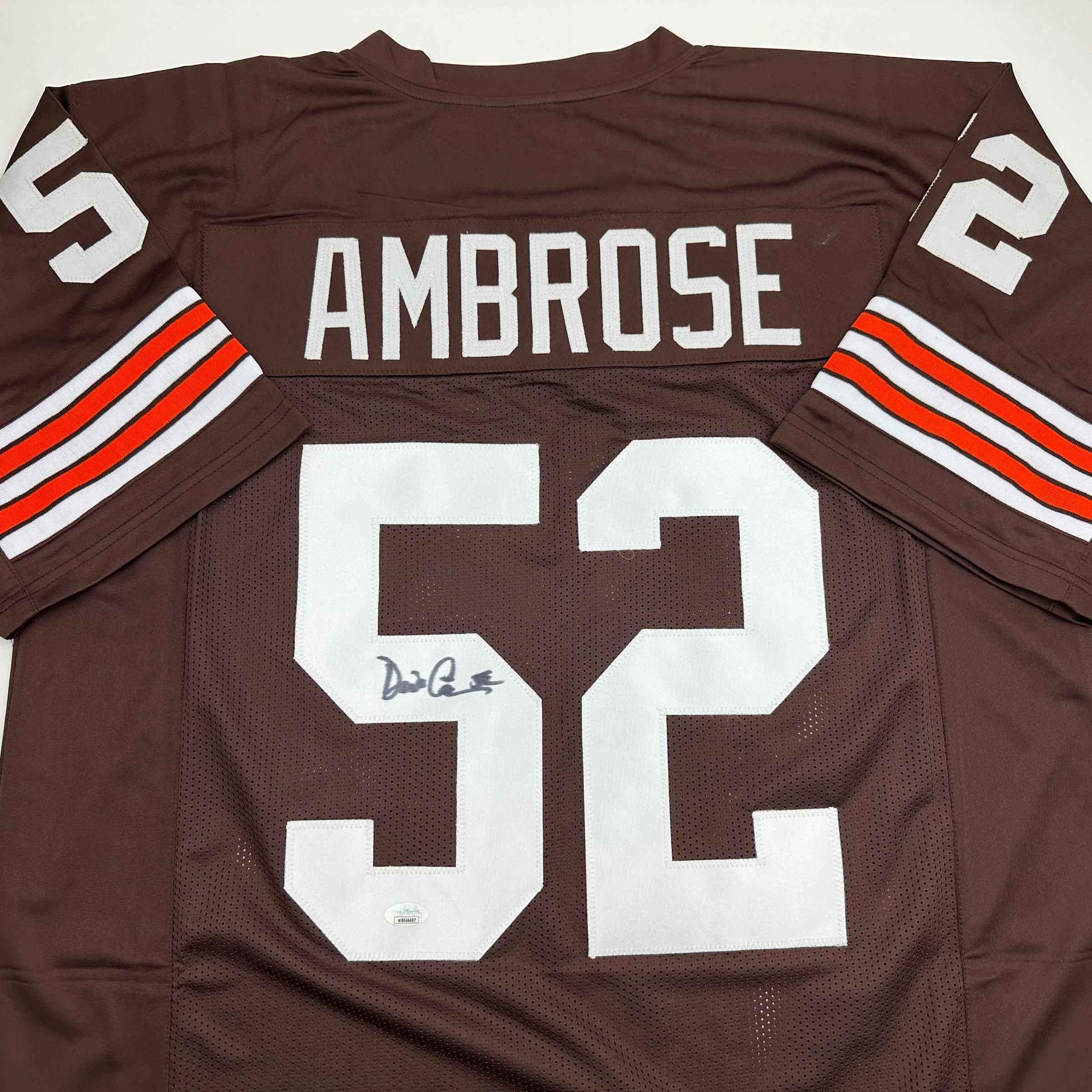 Autographed/Signed Dick Ambrose Cleveland Brown Football Jersey JSA COA