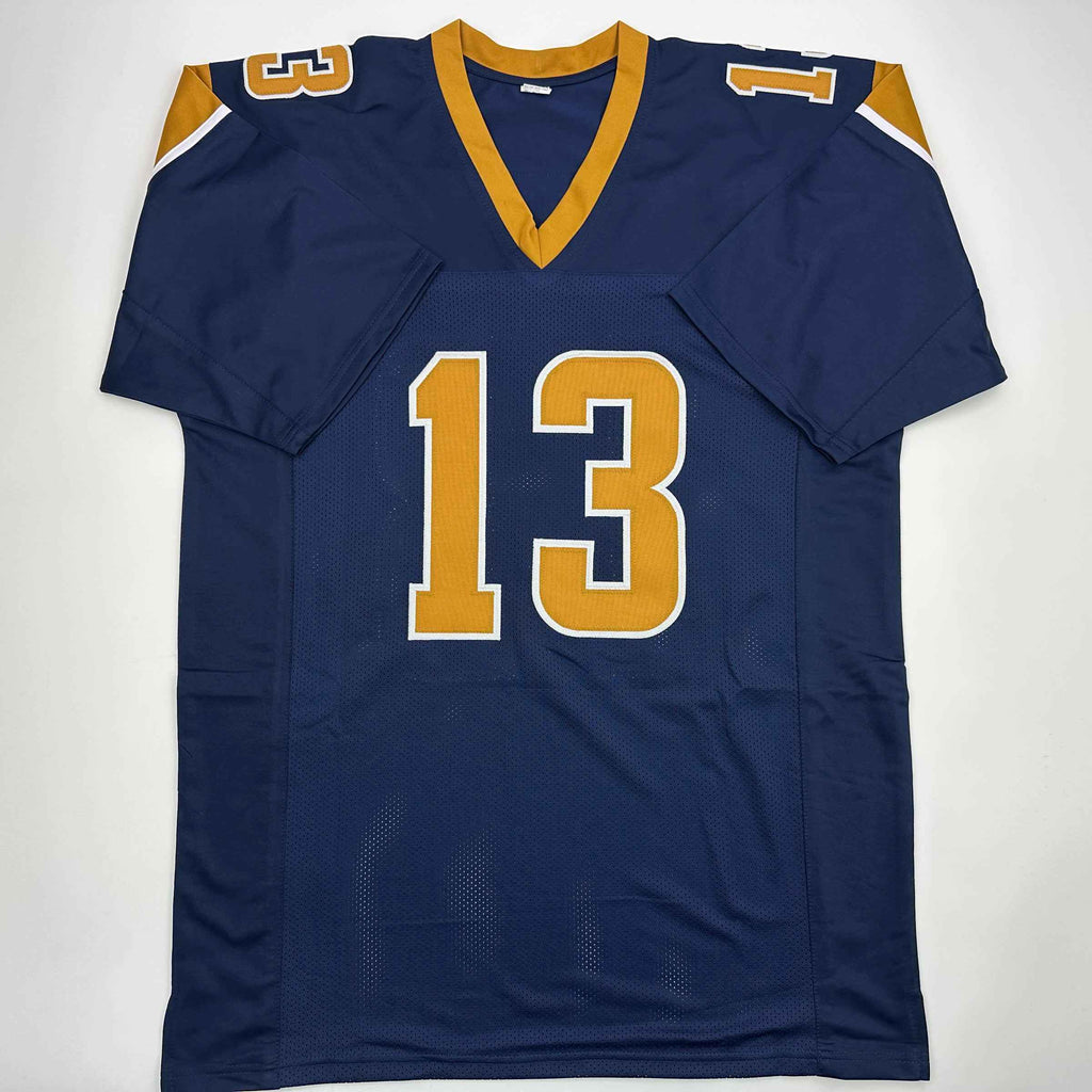 Autographed/Signed Kurt Warner St. Louis Dark Blue Football Jersey JSA COA