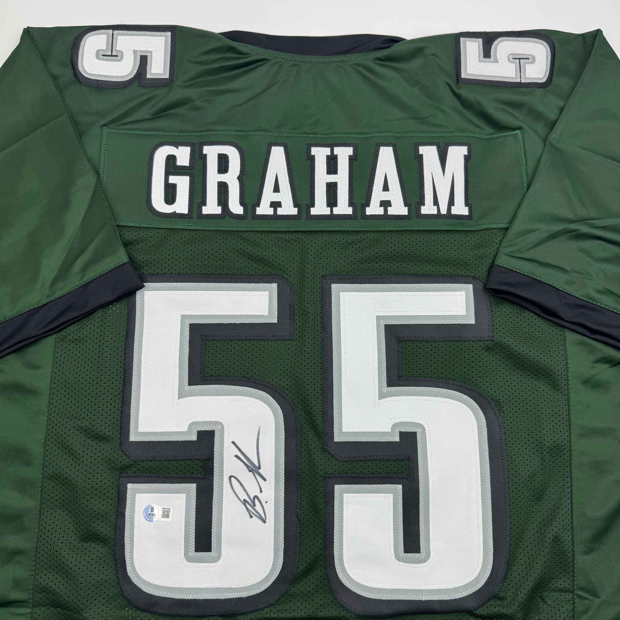 Autographed/Signed Brandon Graham Philadelphia Green Football Jersey Beckett BAS COA