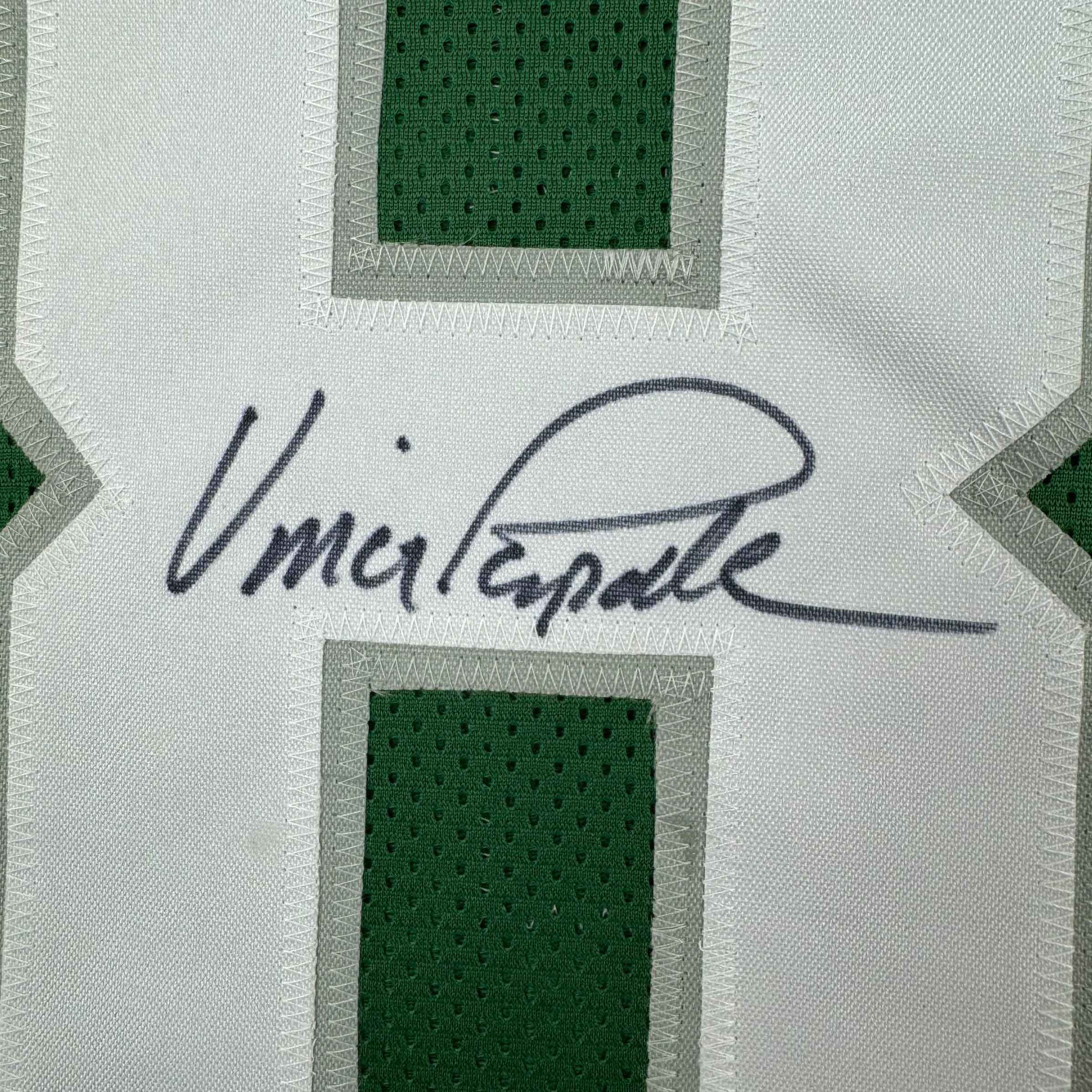 Framed Autographed/Signed Vince Papale 35x39 Philadelphia Green and White Split Football Jersey JSA COA