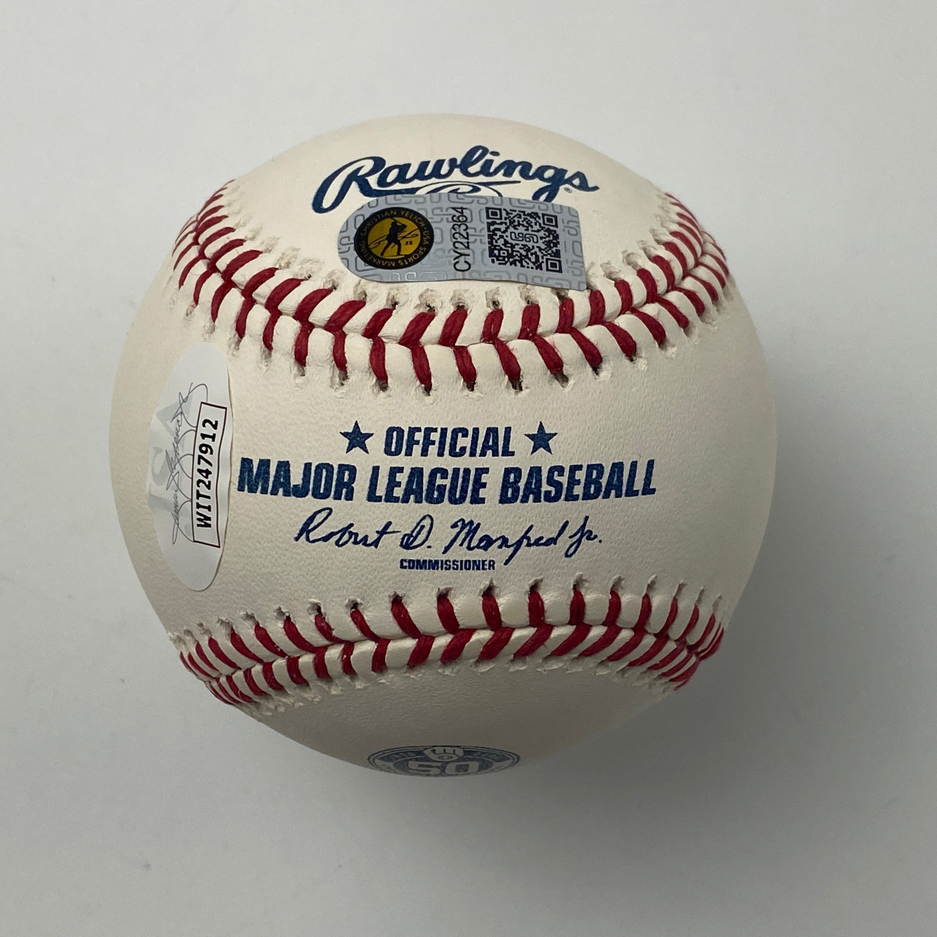Autographed/Signed Christian Yelich Brewers 50th Anniversary Rawlings Official Major League Baseball ROML JSA COA
