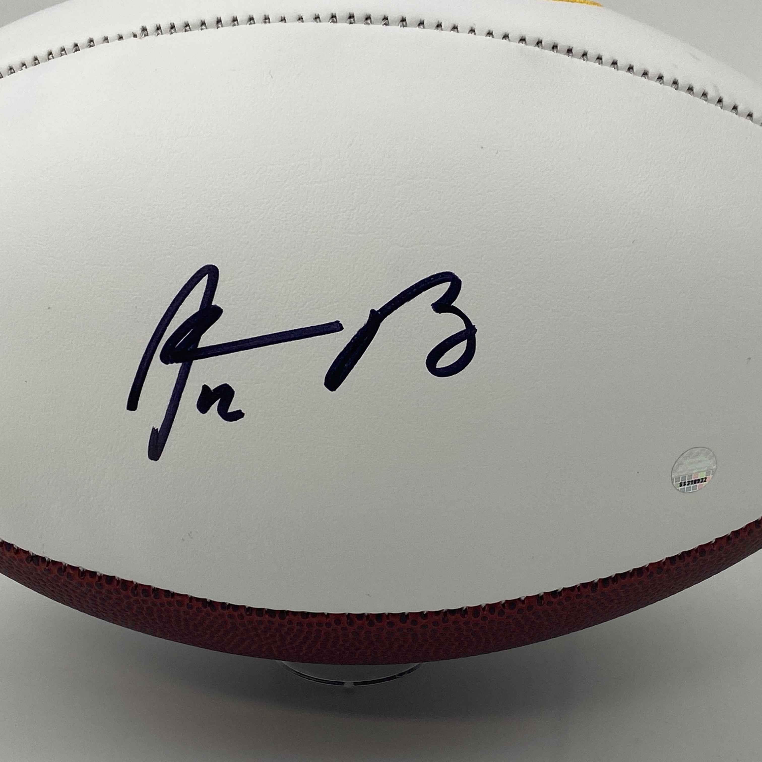 Autographed/Signed Aaron Rodgers Green Bay Packers Full Size F/S White Panel Logo Football Steiner Sports COA