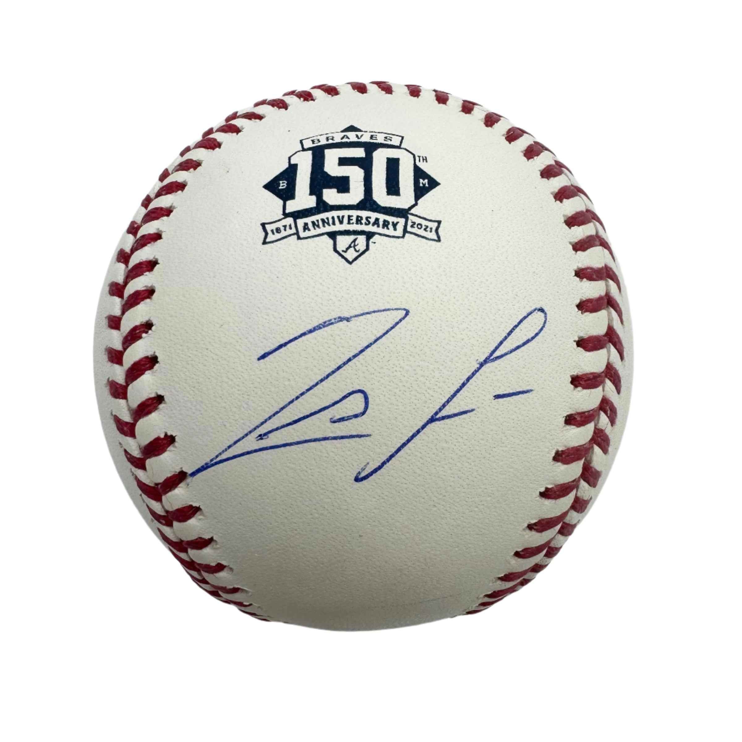 Autographed/Signed Ronald Acuna Jr. Braves 150th Anniversary Rawlings Official Major League ROML Baseball JSA COA