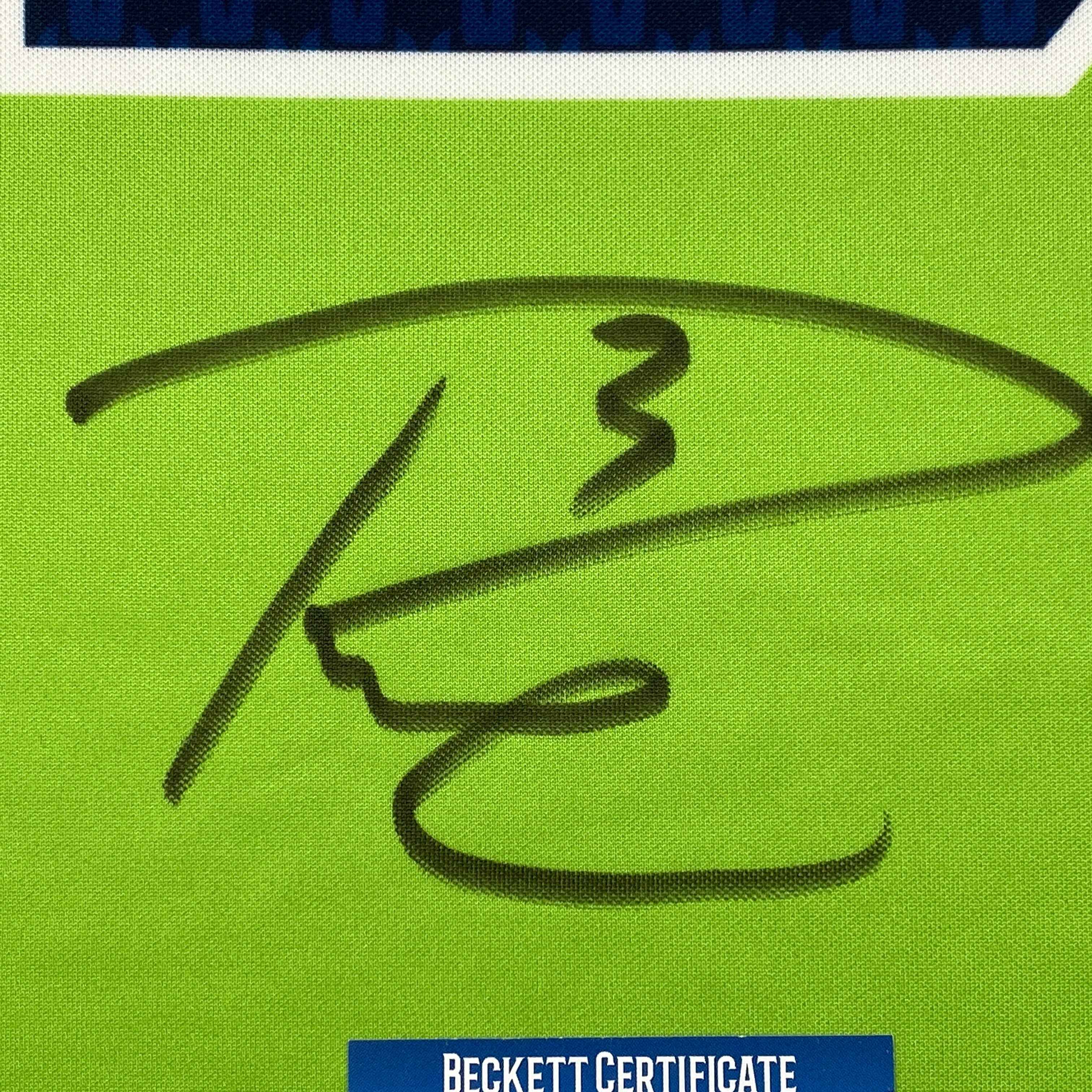 Autographed/Signed Russell Wilson Seattle Seahawks Green Color Rush Authentic Football Jersey Beckett BAS COA