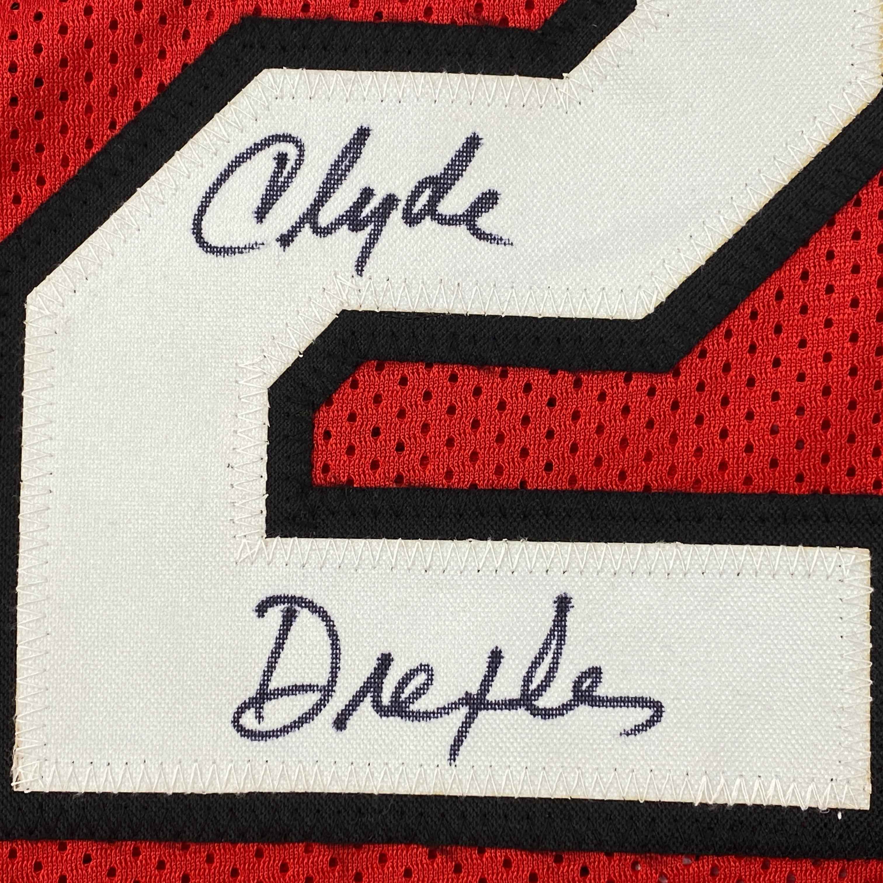 Autographed/Signed Clyde Drexler Portland Red Basketball Jersey JSA COA