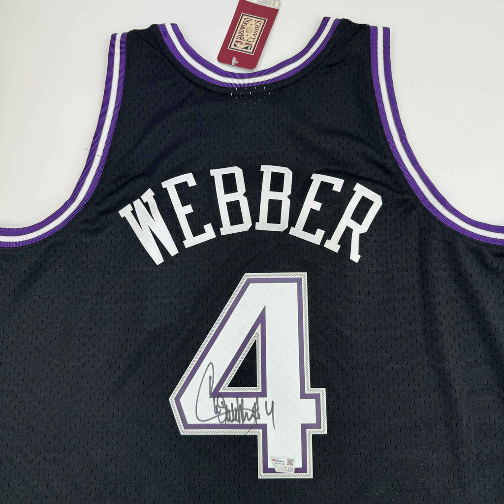 Autographed/Signed Chris Webber Sacramento Black Basketball Mitchell & Ness Jersey Fanatics COA