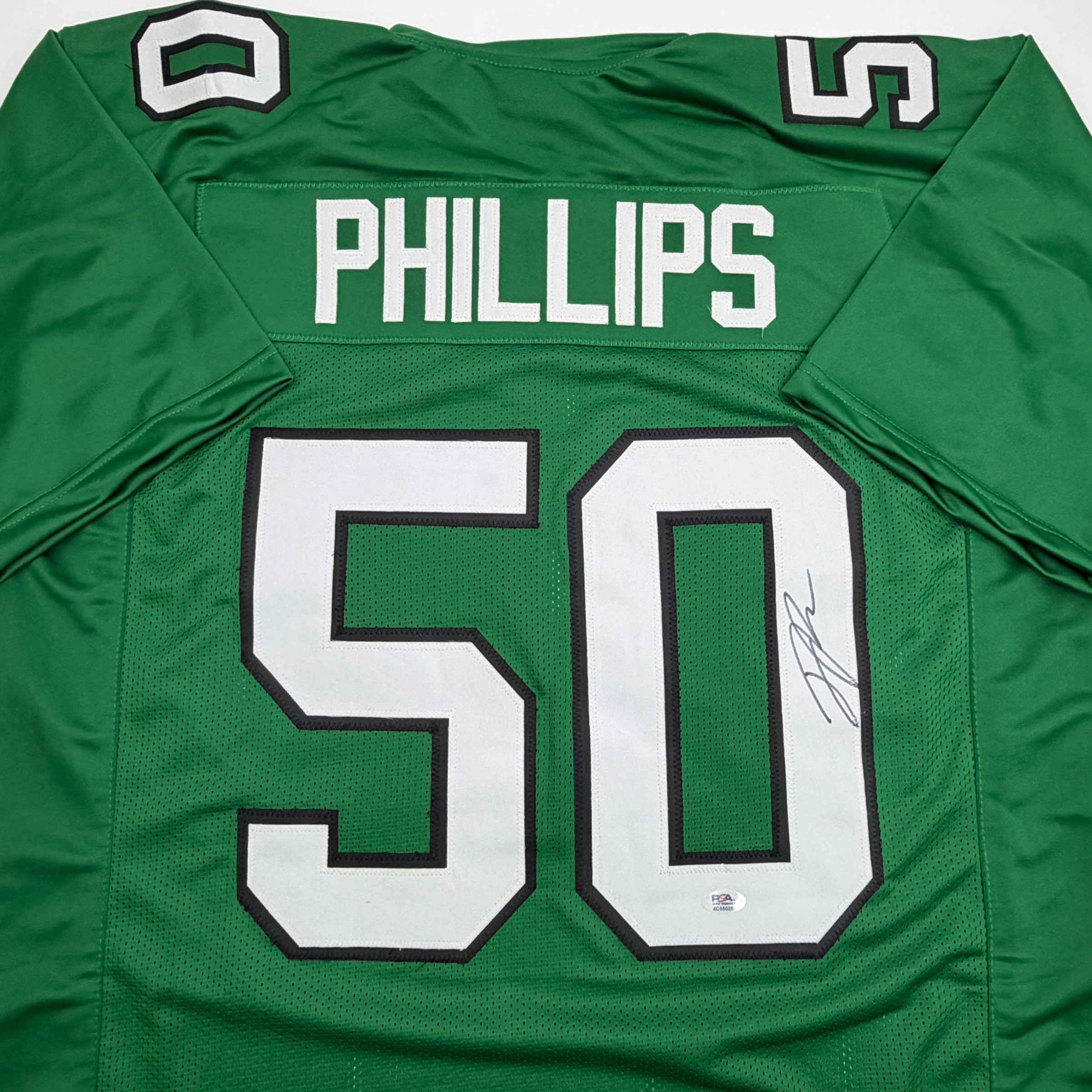 Autographed/Signed Jaelan Phillips Philadelphia Kelly Green Football Jersey PSA/DNA COA