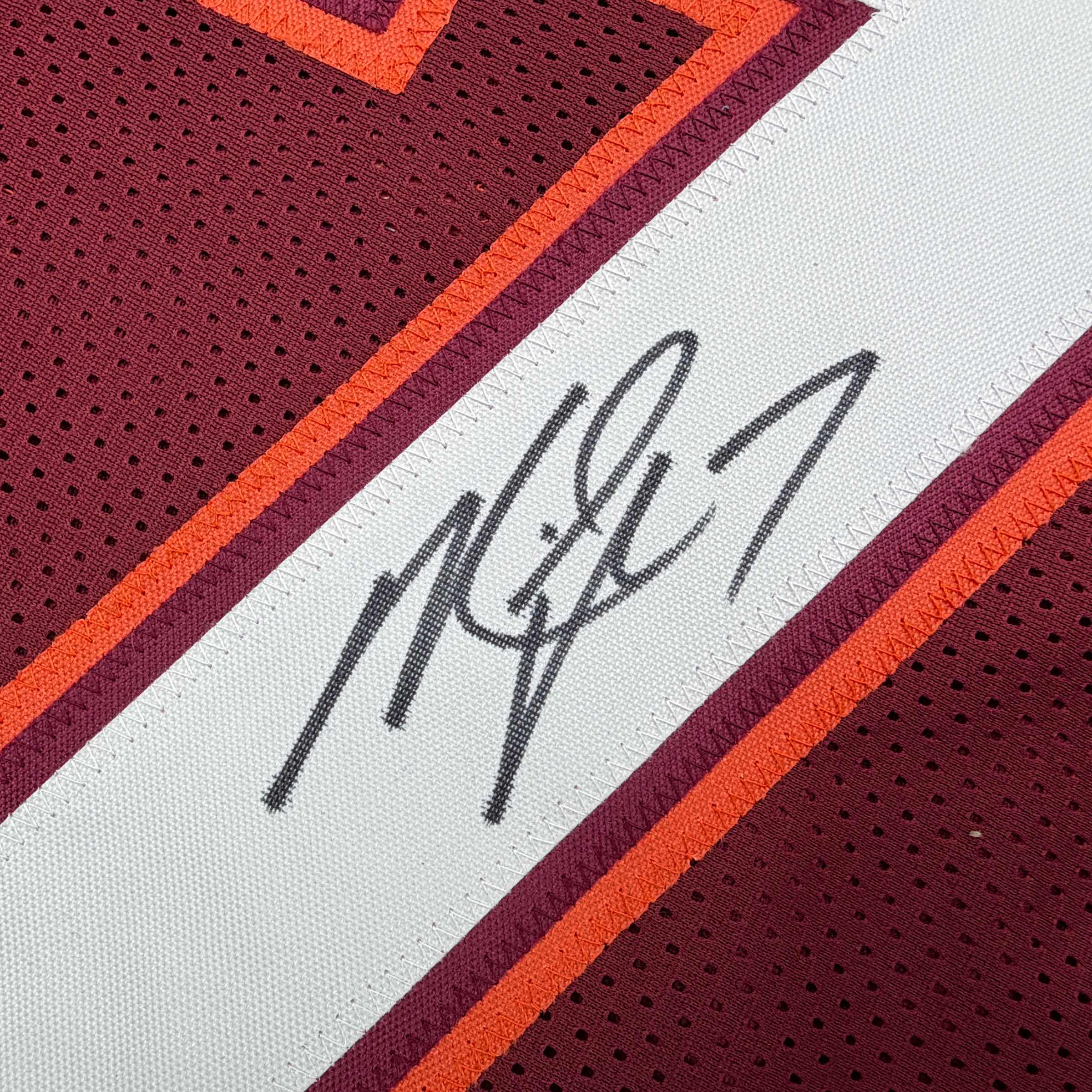 Autographed/Signed Michael Mike Vick Virginia Tech Maroon College Football Jersey Beckett BAS COA
