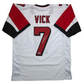 Autographed/Signed Michael Mike Vick Atlanta White Football Jersey Beckett BAS COA