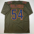 Autographed/Signed Brian Urlacher HOF 18 Chicago Green Salute To Service Football Jersey Beckett BAS COA