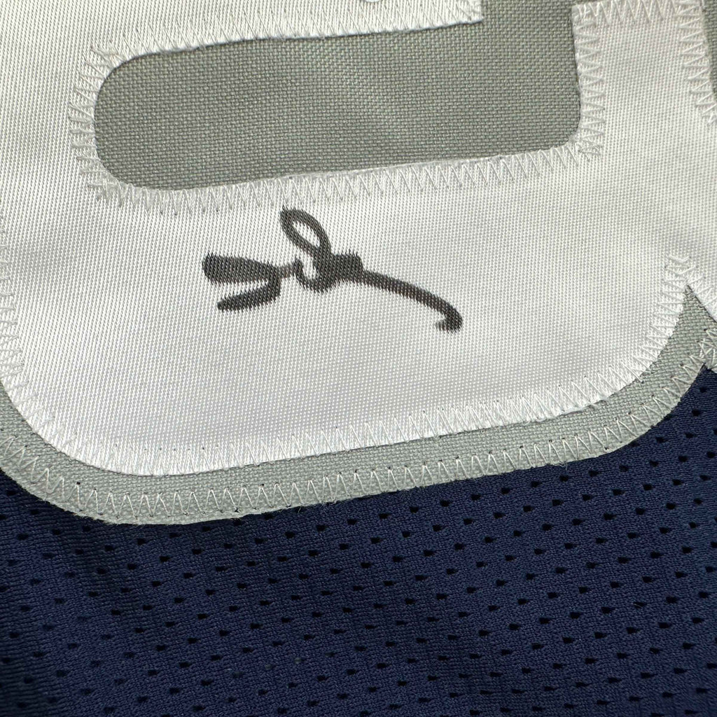 Autographed/Signed Allen Iverson Georgetown Blue College Basketball Jersey PSA/DNA COA