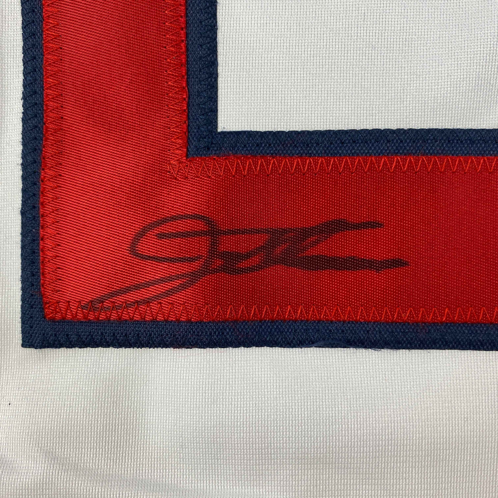 Autographed/Signed Jim Thome Cleveland White Baseball Jersey JSA COA