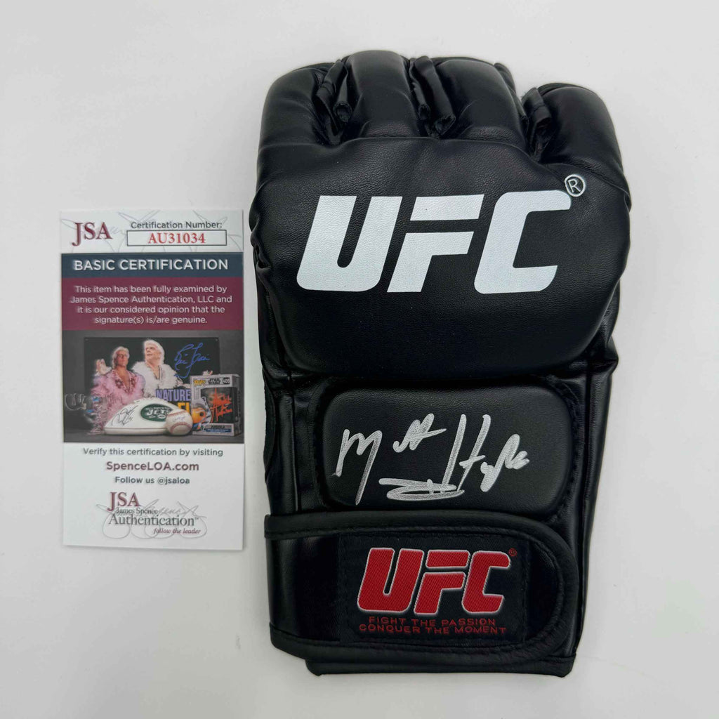 Autographed/Signed Matt Hughes UFC MMA Black Fighting Glove JSA COA Auto