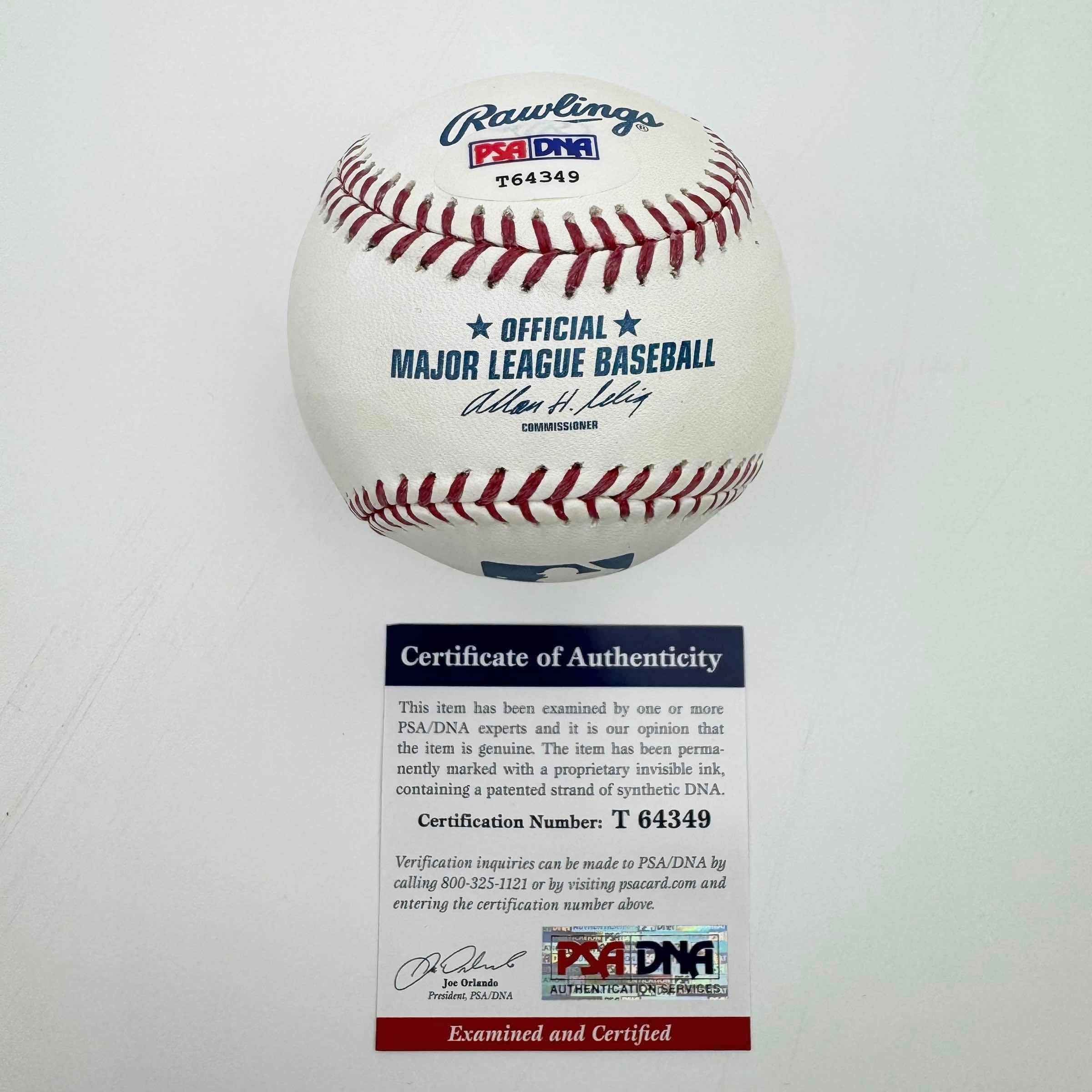 Autographed/Signed Don Larsen "WSPG 10-8-56" Yankees Rawlings Official Major League Baseball ROML PSA/DNA COA
