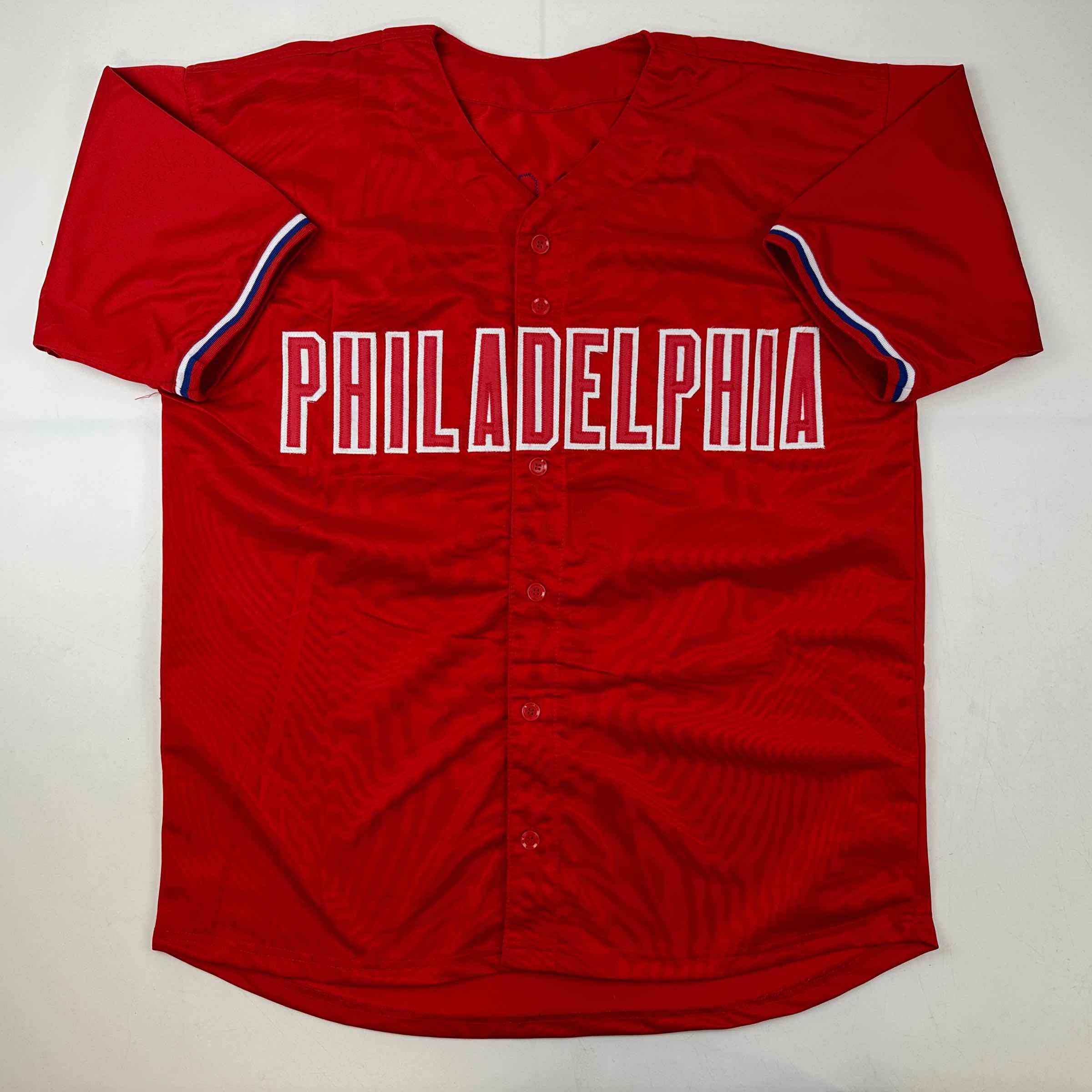 Autographed/Signed Trea Turner Philadelphia Red Baseball Jersey Beckett BAS COA
