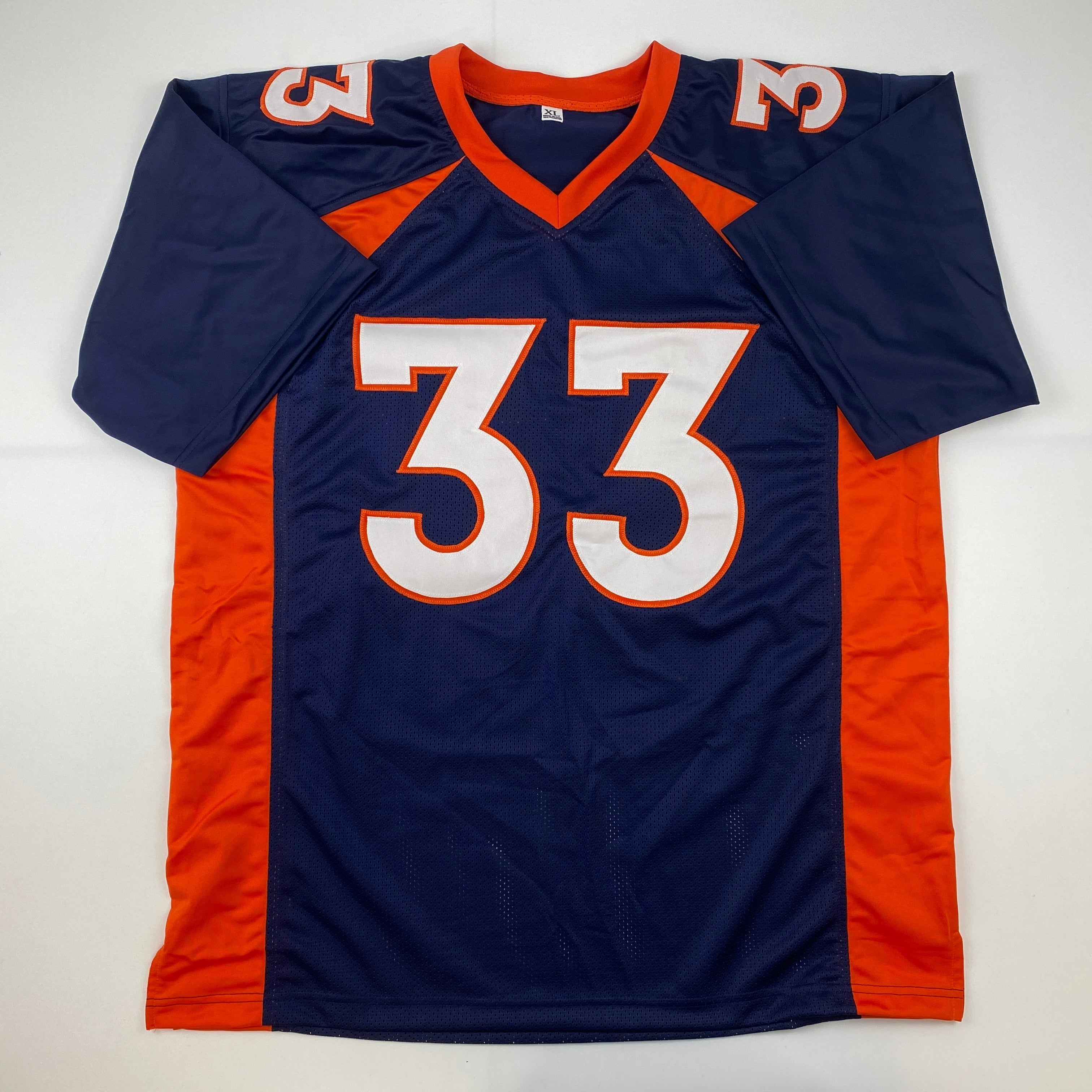 Autographed/Signed Javonte Williams Denver Blue Football Jersey Beckett BAS COA