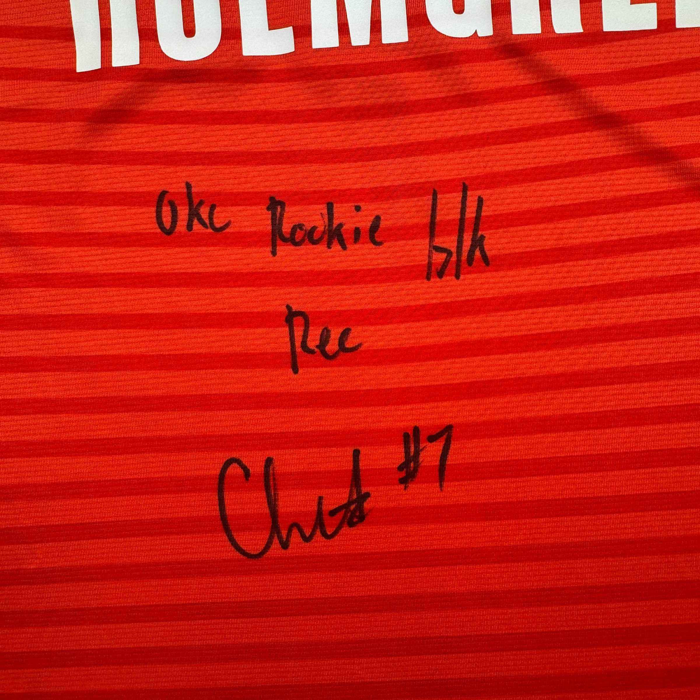 Autographed/Signed Chet Holmgren "OKC Rookie Blk Rec" Oklahoma City Thunder Orange Basketball Jersey Beckett BAS COA