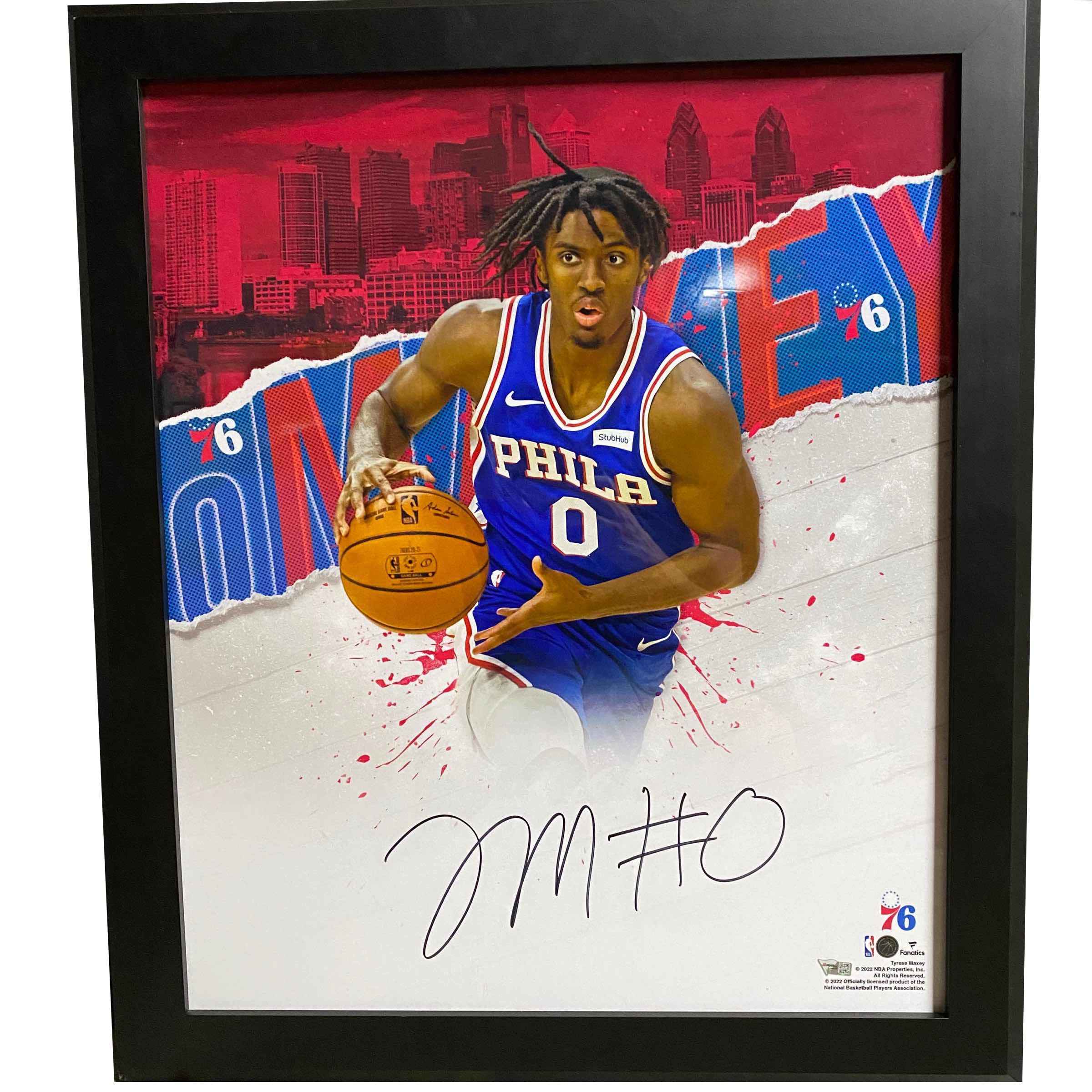 Framed Autographed/Signed Tyrese Maxey In Focus Philadelphia 76ers Sixers 20x24 Basketball Photo Fanatics COA