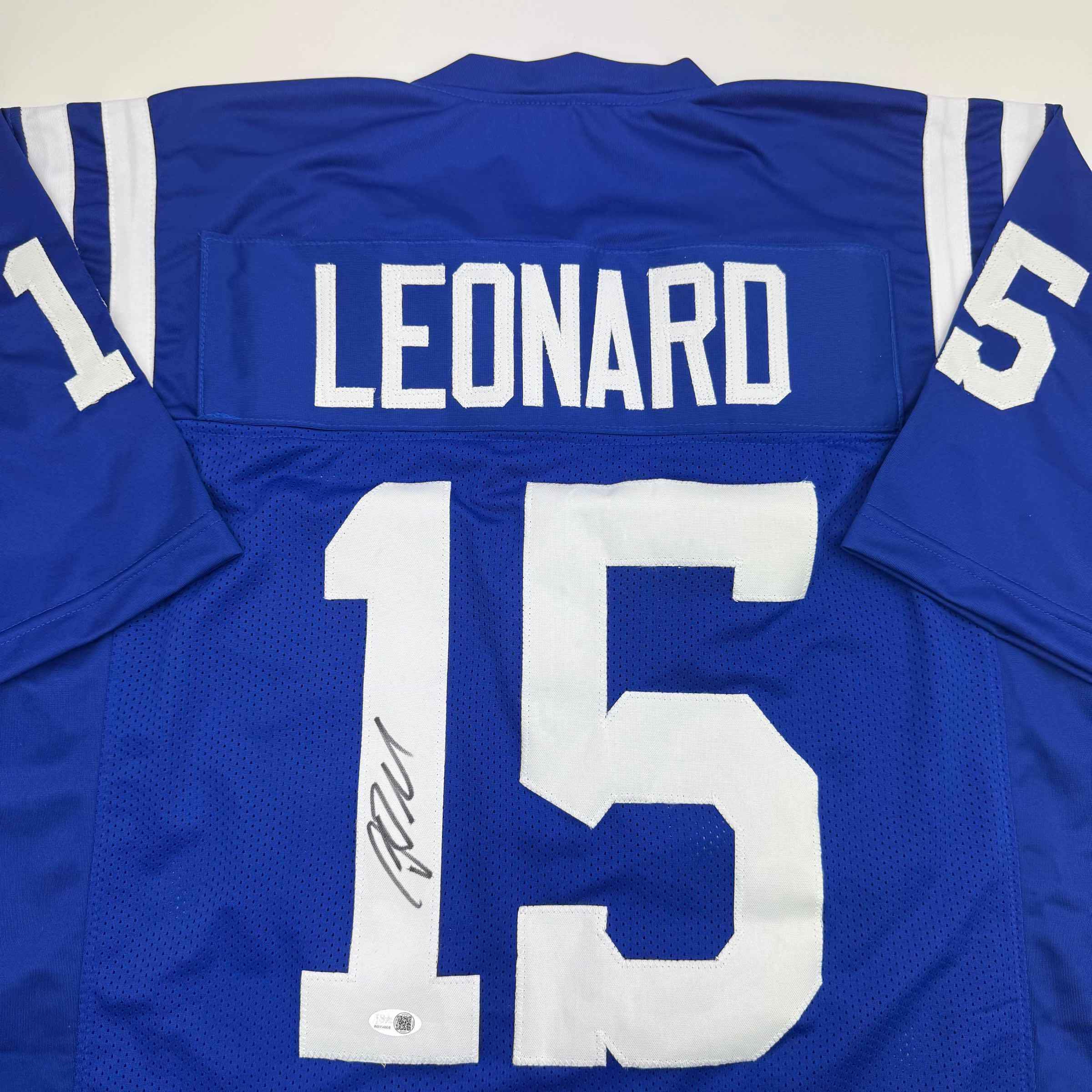 Autographed/Signed Riley Leonard Indianapolis Blue Football Jersey JSA COA