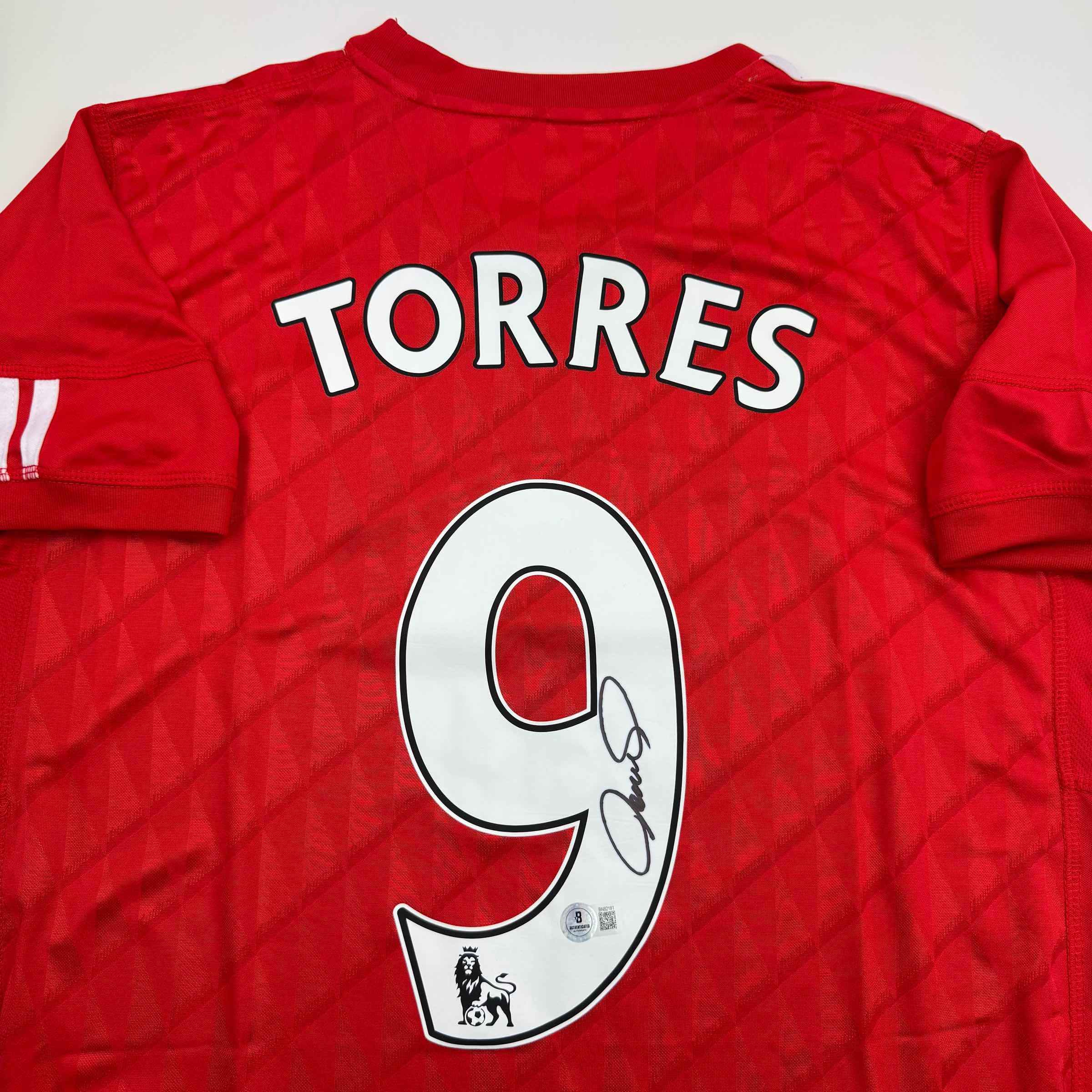 Autographed/Signed Fernando Torres Liverpool Red Soccer Jersey Beckett BAS COA
