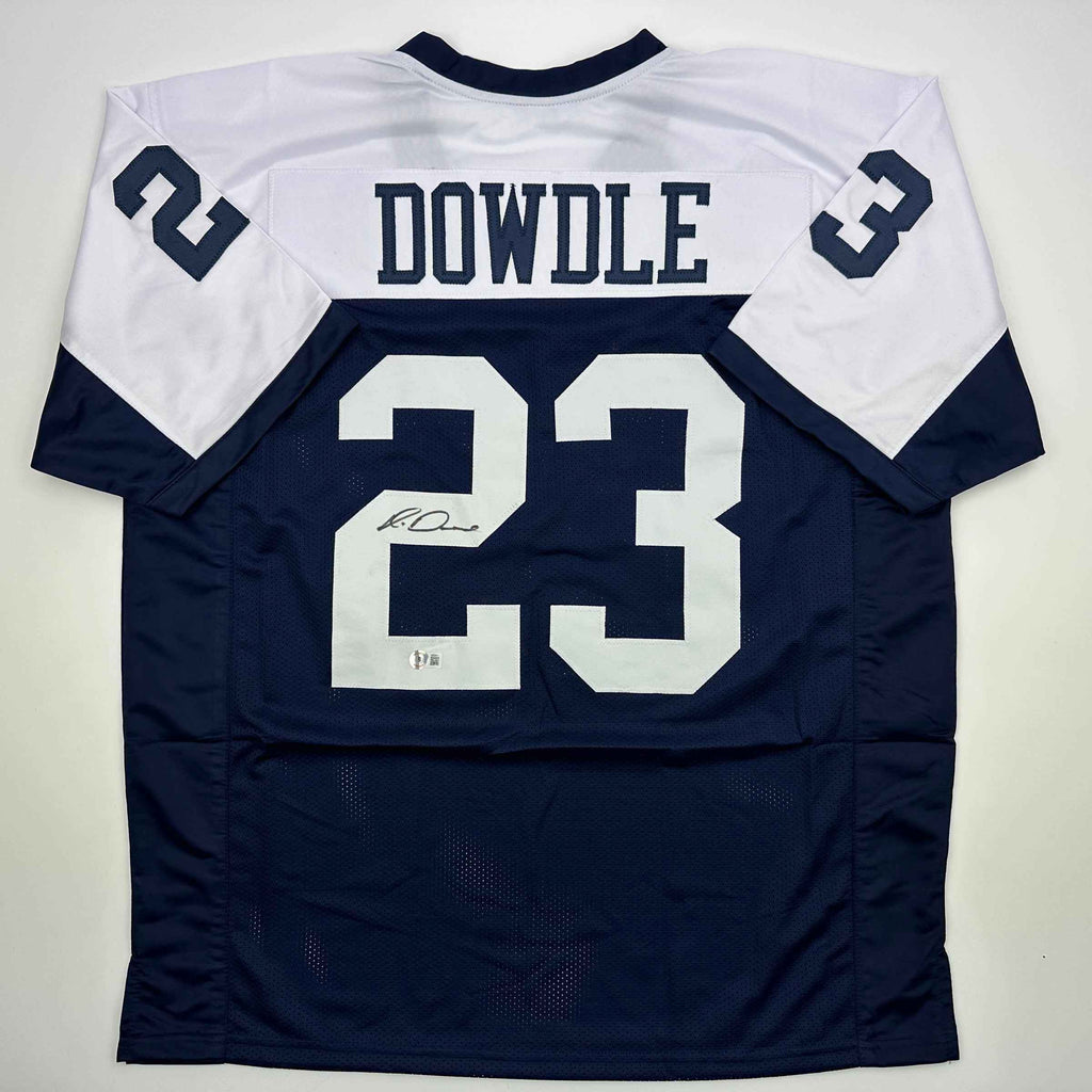 Autographed/Signed Rico Dowdle Dallas Thanksgiving Day Football Jersey Beckett BAS COA