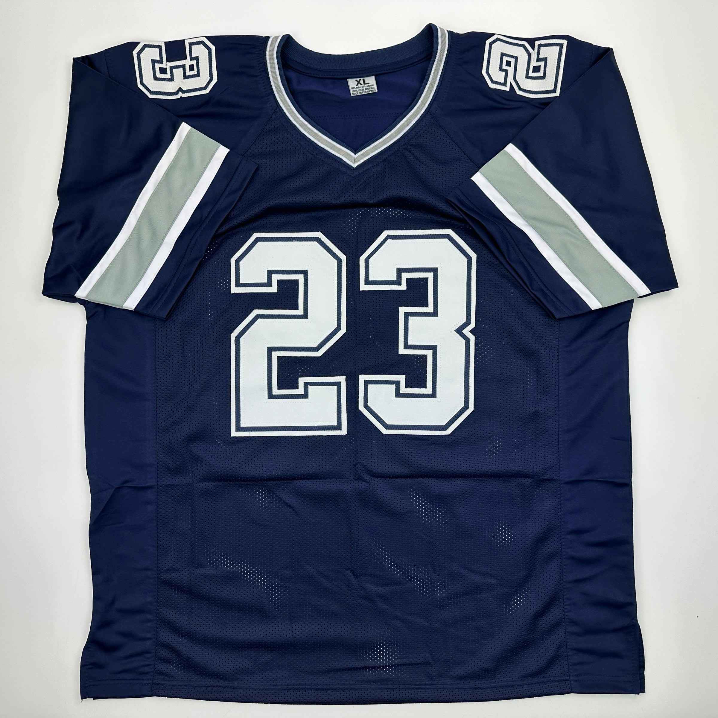 Autographed/Signed Rico Dowdle Dallas Blue Football Jersey Beckett BAS COA
