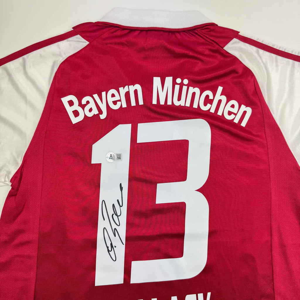 Autographed/Signed Michael Ballack FC Bayern Munich Red Soccer Futbol Jersey Beckett BAS COA