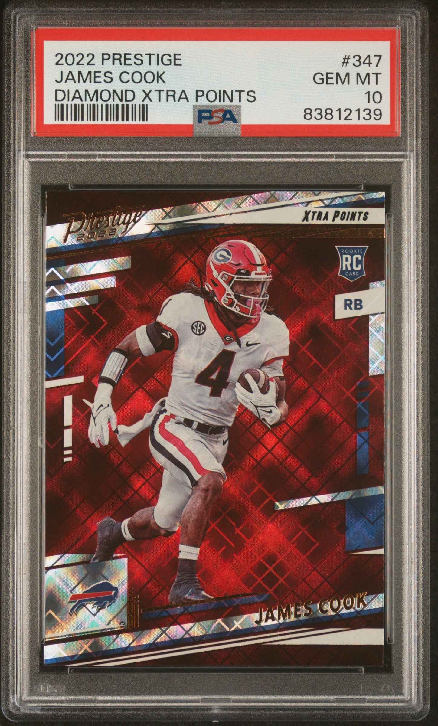 Graded 2022 Panini Prestige James Cook #347 Diamind Xtra Points Rookie RC Football Card PSA 10 Gem Mint
