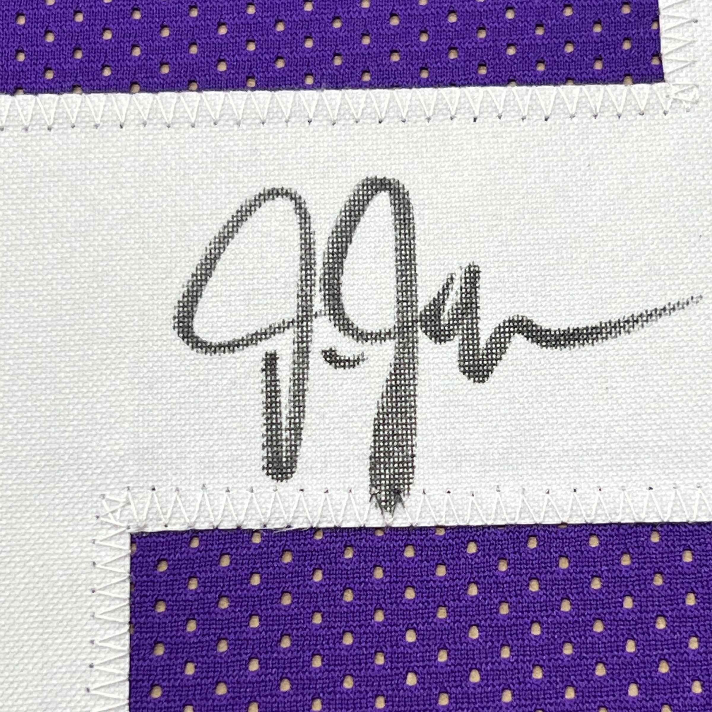 Framed Autographed/Signed Justin Jefferson 35x39 LSU Purple College Football Jersey JSA COA