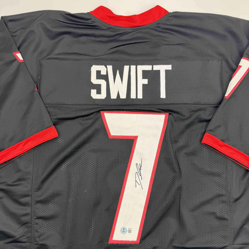 Autographed/Signed D'Andre Swift Georgia Black College Football Jersey Beckett BAS COA