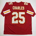 Autographed/Signed Jamaal Charles Kansas City Red Football Jersey JSA COA