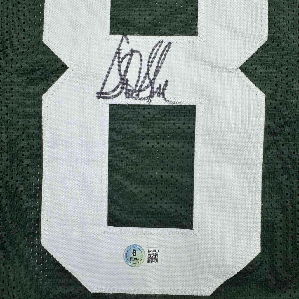 Autographed/Signed Sterling Sharpe Green Bay Green Football Jersey Beckett BAS COA