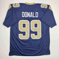 Autographed/Signed Aaron Donald Los Angeles LA Dark Blue Football Jersey JSA COA