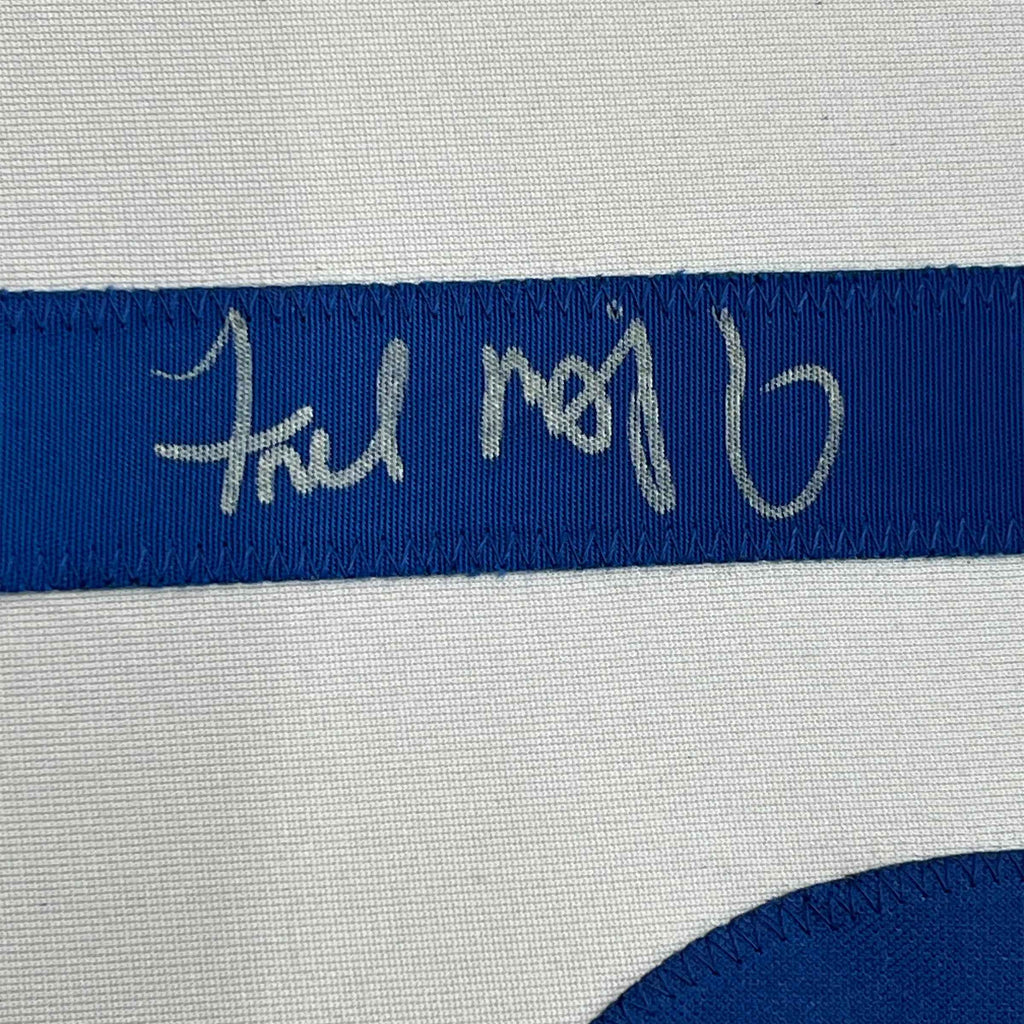 Framed Autographed/Signed Fred McGriff 35x39 Toronto White Baseball Jersey JSA COA