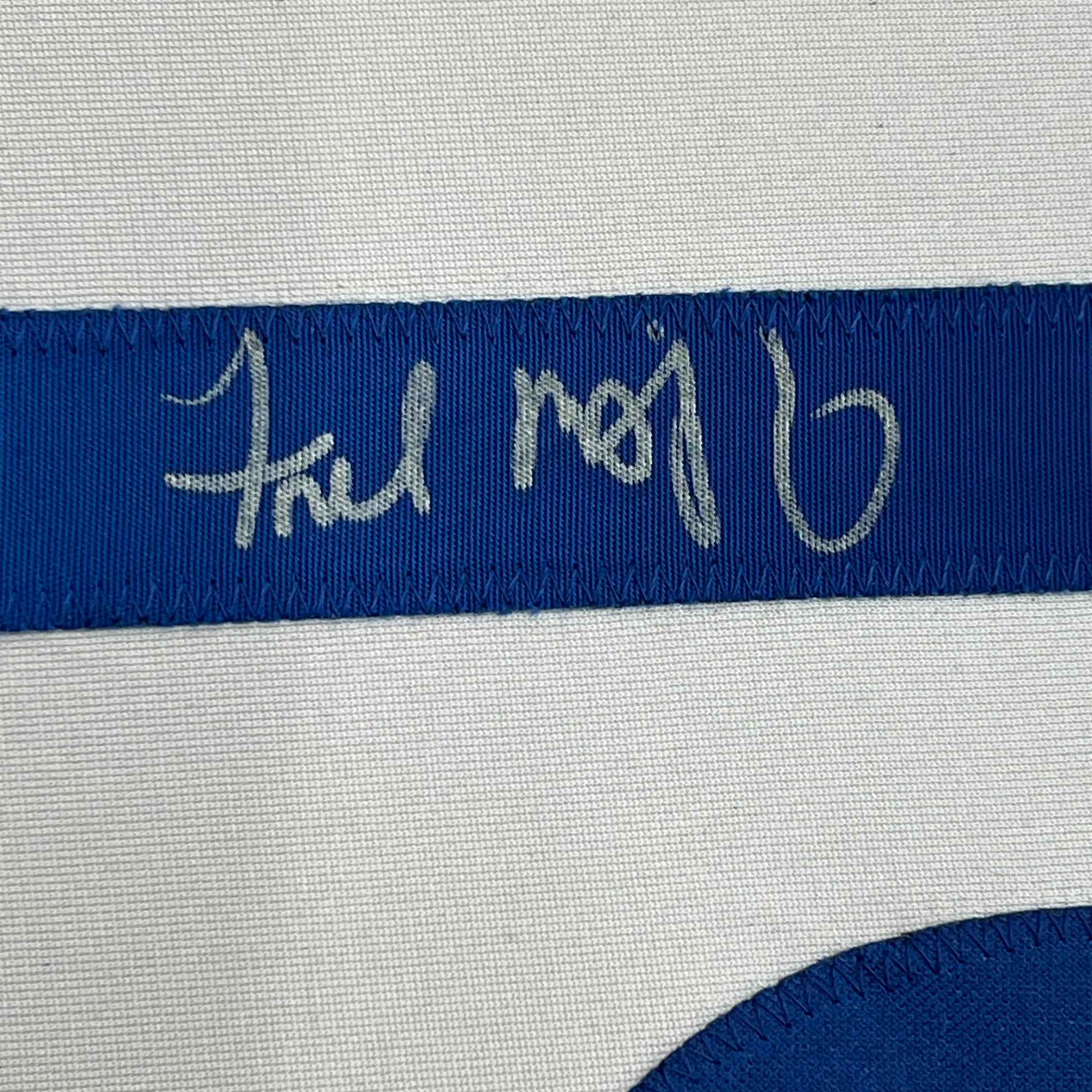 Framed Autographed/Signed Fred McGriff 35x39 Toronto White Baseball Jersey JSA COA
