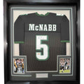 Framed Autographed/Signed Donovan McNabb 35x39 Philadelphia Black Football Jersey JSA COA