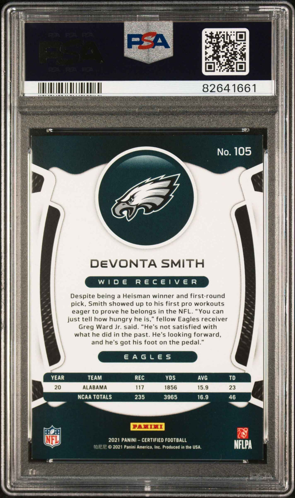 Graded 2021 Panini Certified DeVonta Smith #105 Rookie RC Football Card PSA 10 Gem Mint