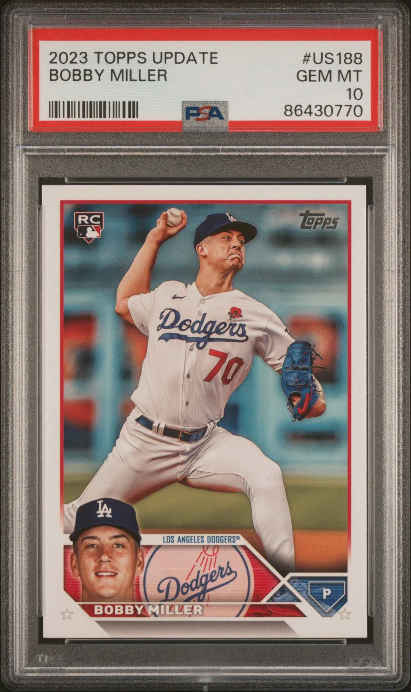Graded 2023 Topps Update Bobby Miller #US188 Rookie RC Baseball Card PSA 10 Gem Mint