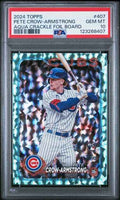 Graded 2024 Topps Pete Crow Armstrong #407 /399 Aqua Crackle Foil Board Rookie RC Baseball Card PSA 10 Gem Mint
