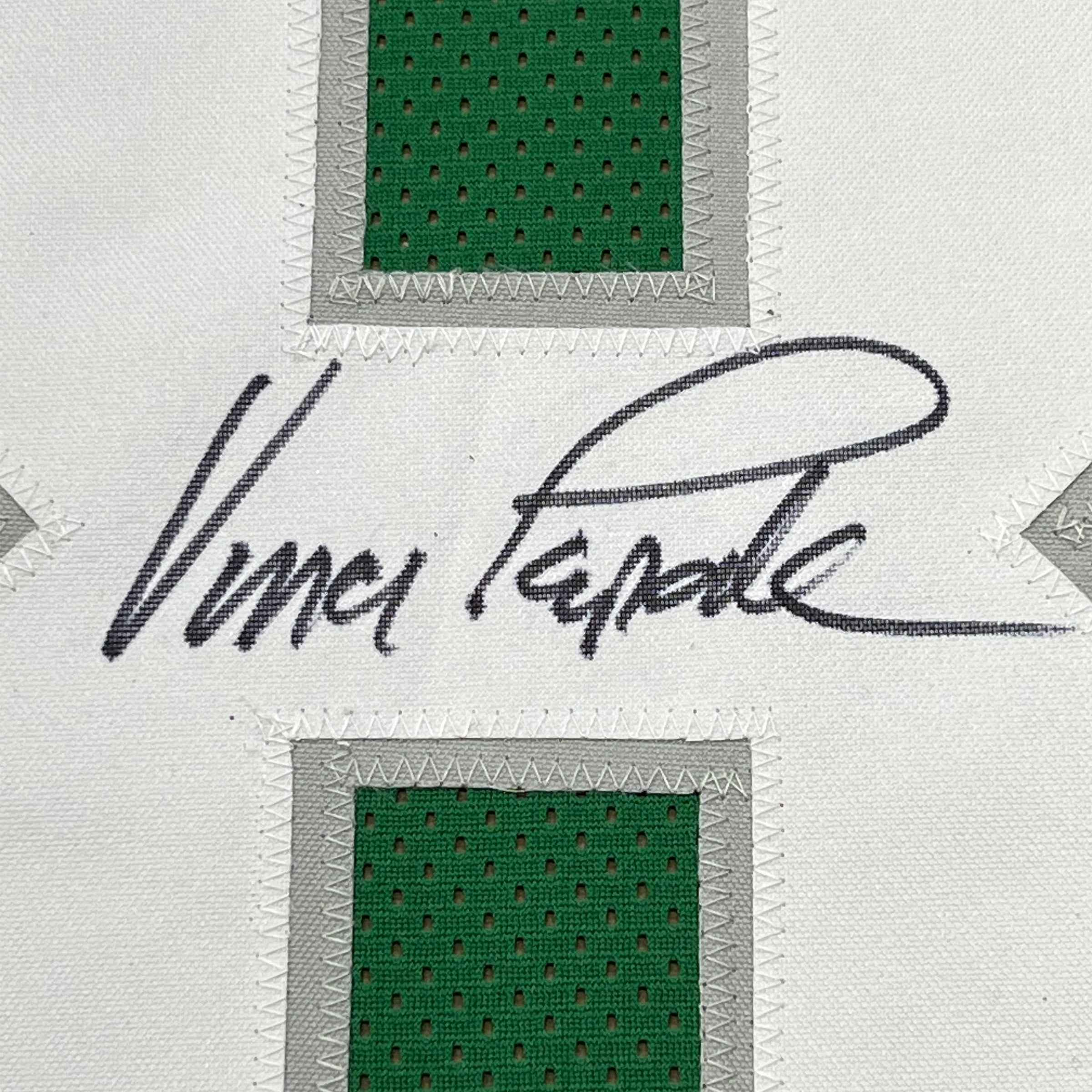 Framed Autographed/Signed Vince Papale 35x39 Philadelphia Green Football Jersey JSA COA