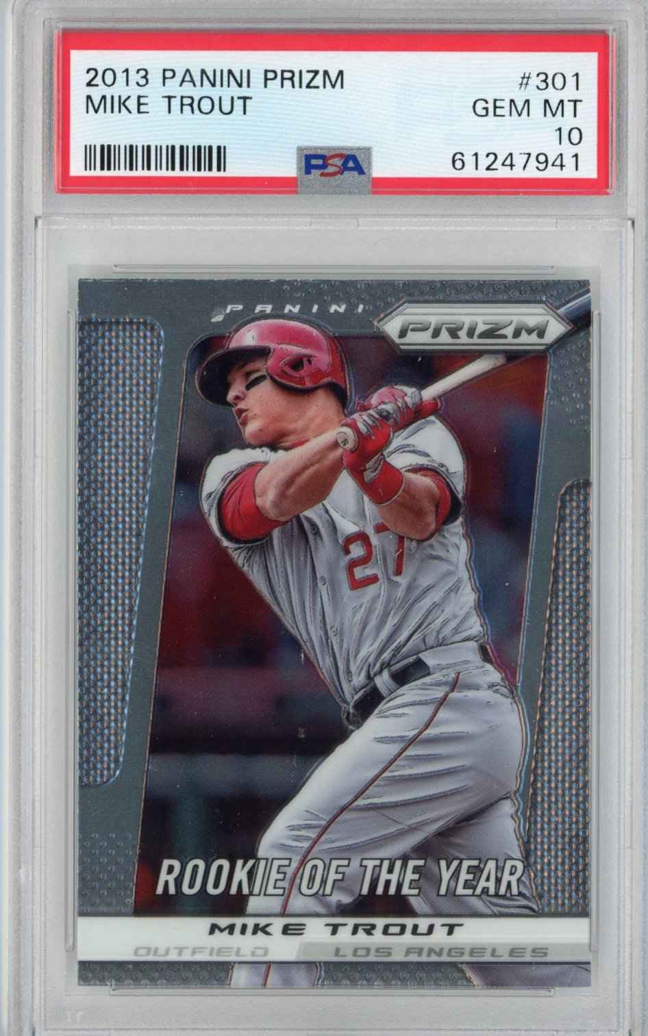 Graded 2013 Panini Prizm Mike Trout #301 Rookie of the Year RC Baseball Card PSA 10 Gem Mint