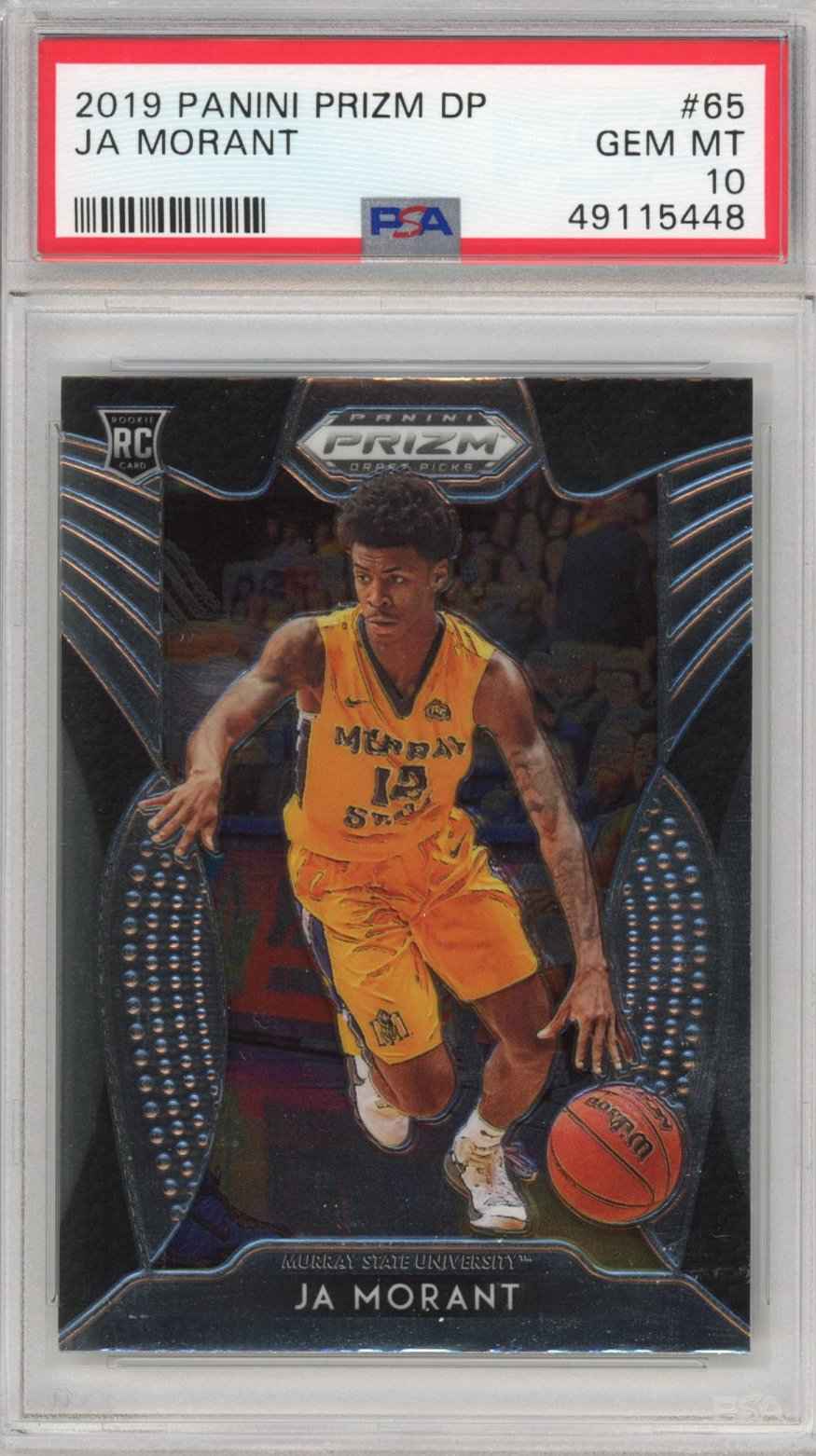 Graded 2019-20 Panini Prizm Draft Picks DP Ja Morant #65 Rookie RC Basketball Card PSA 10 Gem Mint