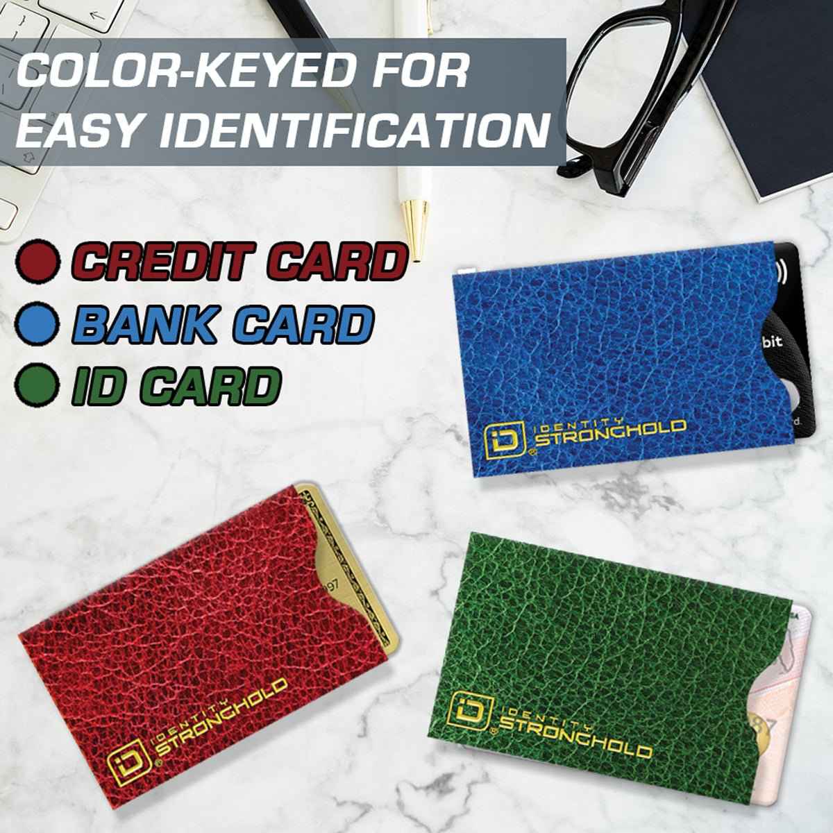 RFID Blocking Credit Card Sleeves - Leather Look 8 Pack
