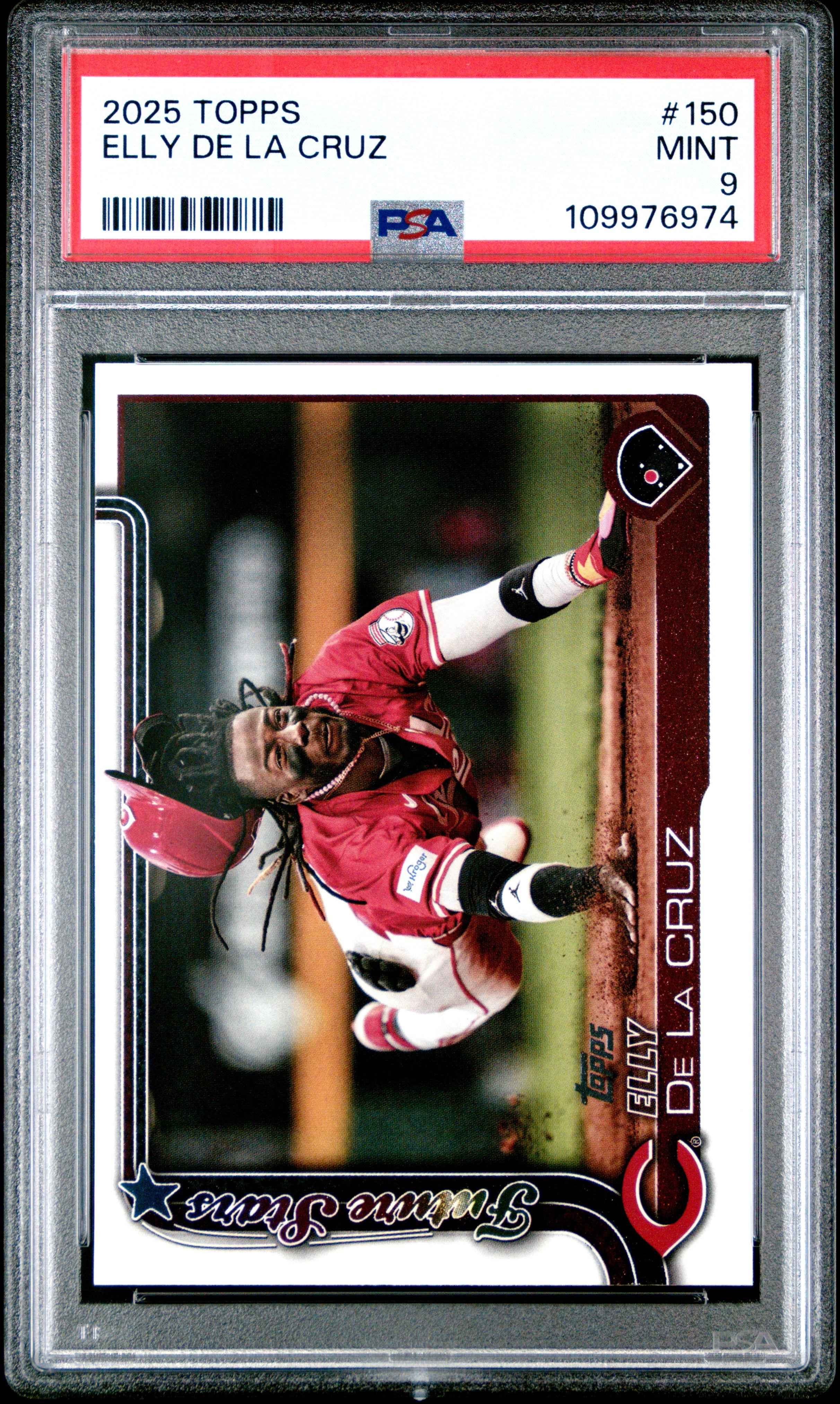 Graded 2025 Topps Elly De La Cruz #150 Rookie RC Baseball Card PSA 9 Mint