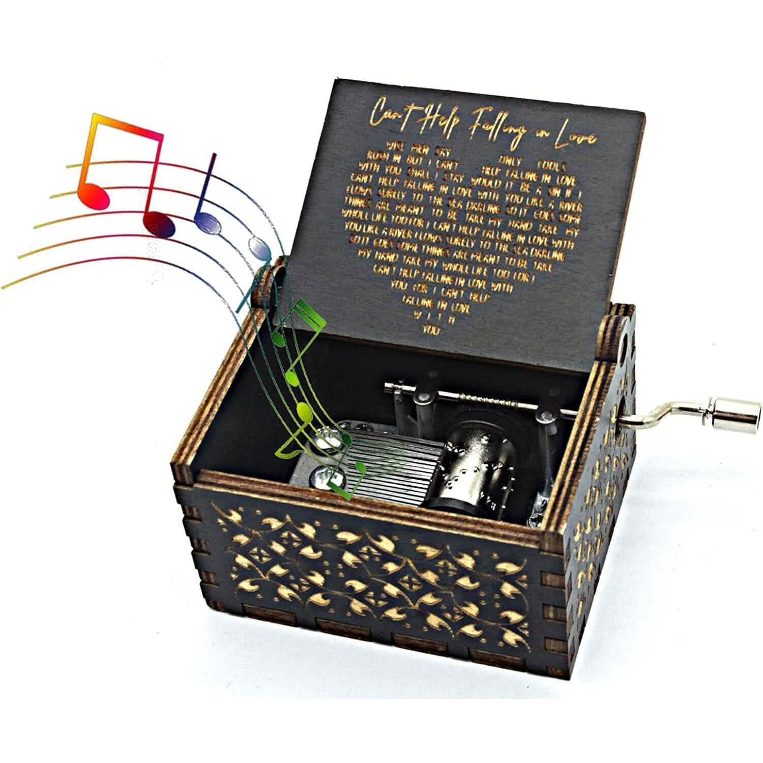 Antique Engraved Musical Box Can't Help Falling in Love