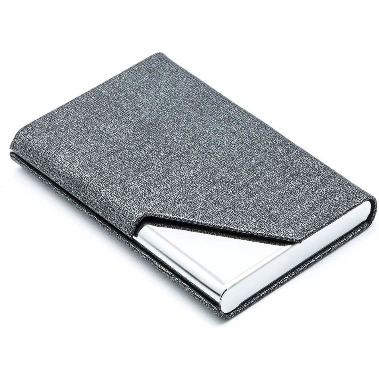 Business Name Card Holder Luxury PU Leather and Stainless Steel Multi Card Case