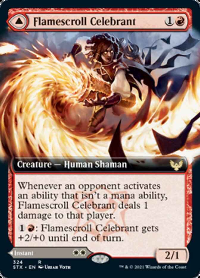 Flamescroll Celebrant // Revel in Silence (STX-324) - Strixhaven: School of Mages: (Extended Art)