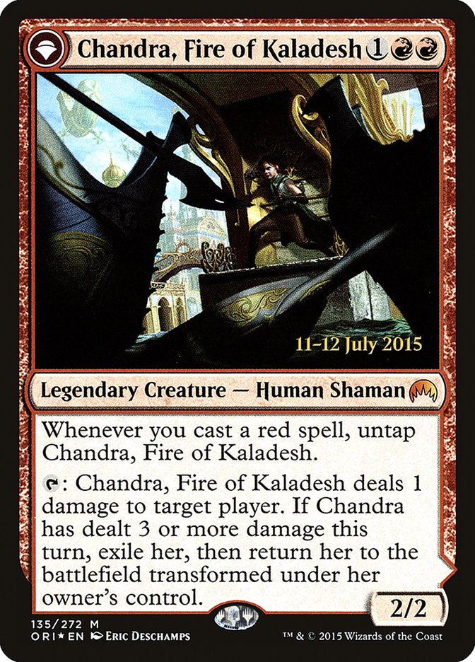 Chandra, Fire of Kaladesh // Chandra, Roaring Flame (PRE-135S) - Magic Origins Promos: (originpwdfc) Foil