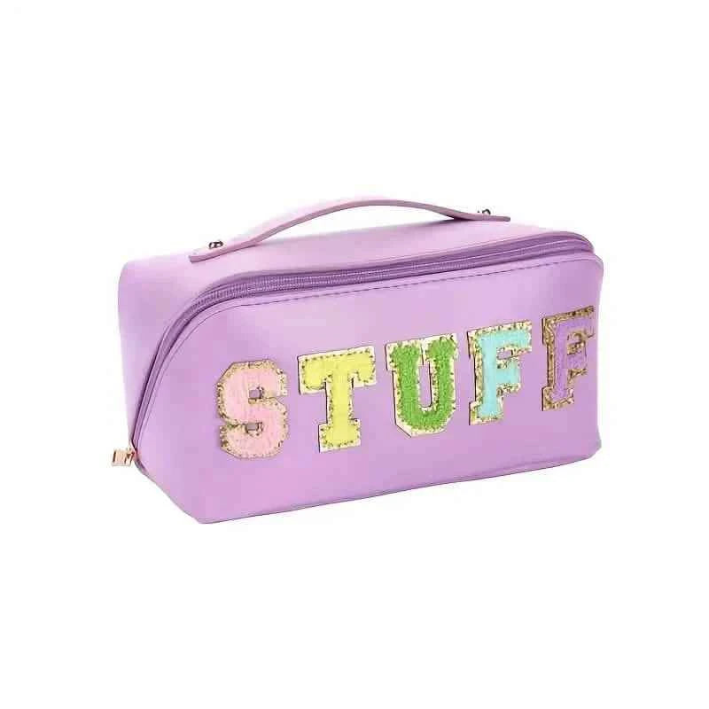 Chenille Letter Patches Cosmetic Bag